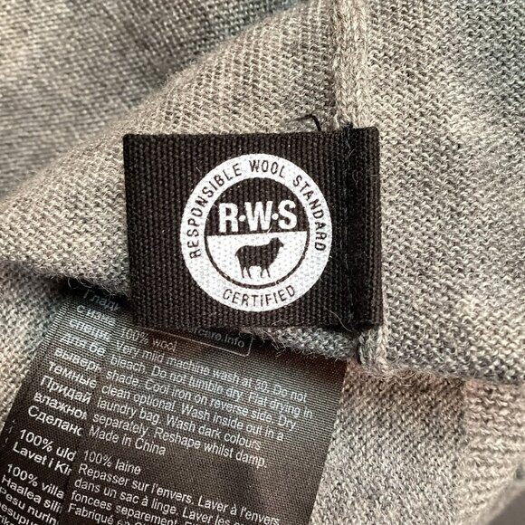 Allsaints Merino Wool Crewneck Sweater Mens Large Gray RWS Certified - Picture 9 of 12